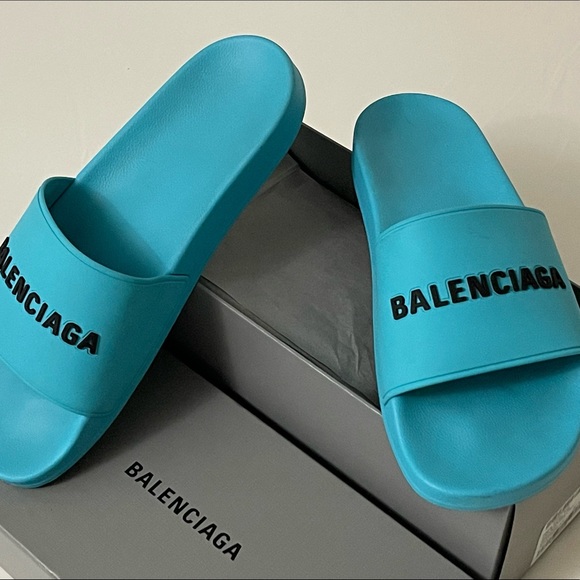 BALENCIAGA MEN POOL SLIDE TURQUOISE 46EU/13US - Picture 15 of 16